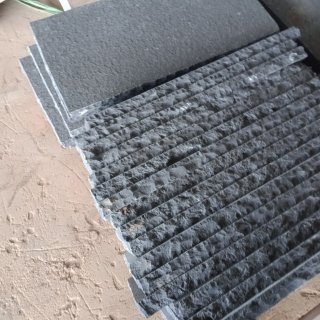 Black basalt flamed surface and handpicked sides